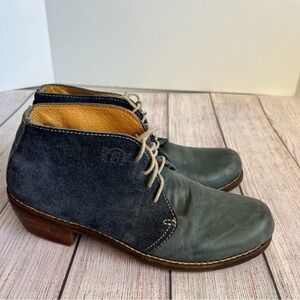 Le Bon Blue Suede Leather Ankle Booties Boots 6